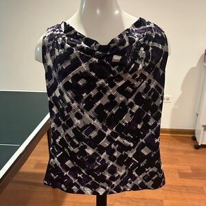 Calvin Klein Black and White Abstract Blouse